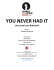 you never had it - Venice Days, Giornate degli Autori