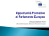 Opportunità Formative al Parlamento Europeo